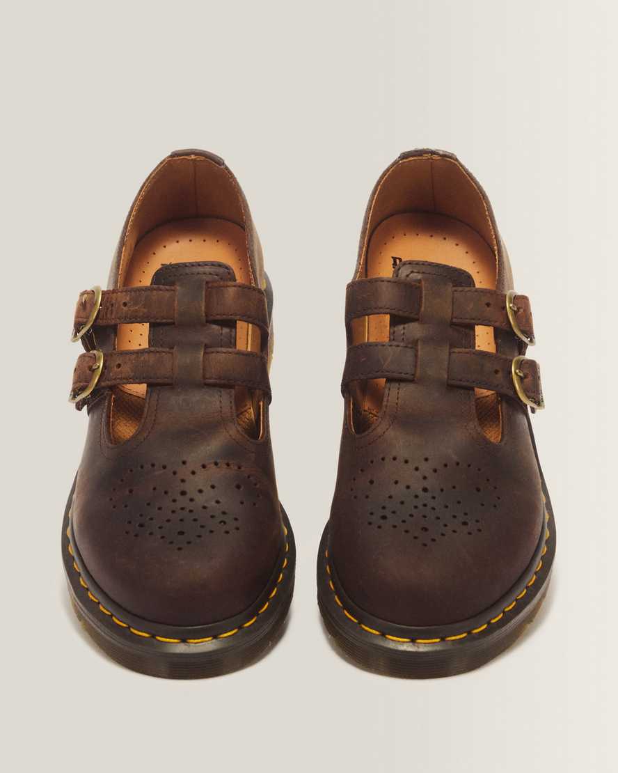 8065 Crazy Horse Leather Mary Jane Shoes — Dark Brown