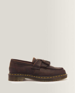 Adrian Crazy Horse Leather Tassel Loafers — Dark Brown
