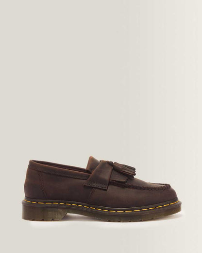 Adrian Crazy Horse Leather Tassel Loafers — Dark Brown