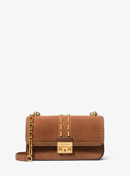 Tribeca Small Studded Suede Shoulder Bag