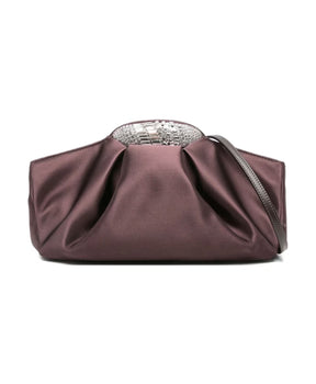 Purple Silk Crystal Pleated Bag