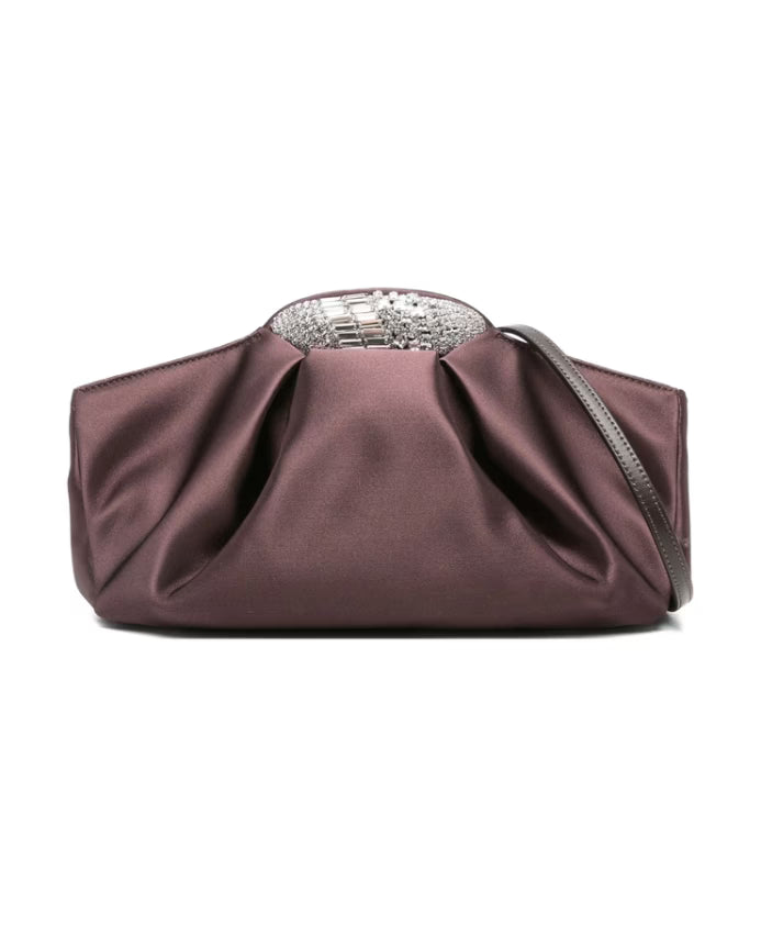 Purple Silk Crystal Pleated Bag