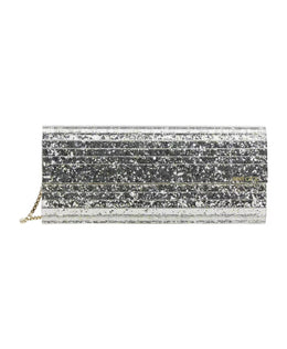 Metallic Rhinestone Clutch with Acrylic Panels