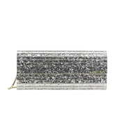 Metallic Rhinestone Clutch with Acrylic Panels