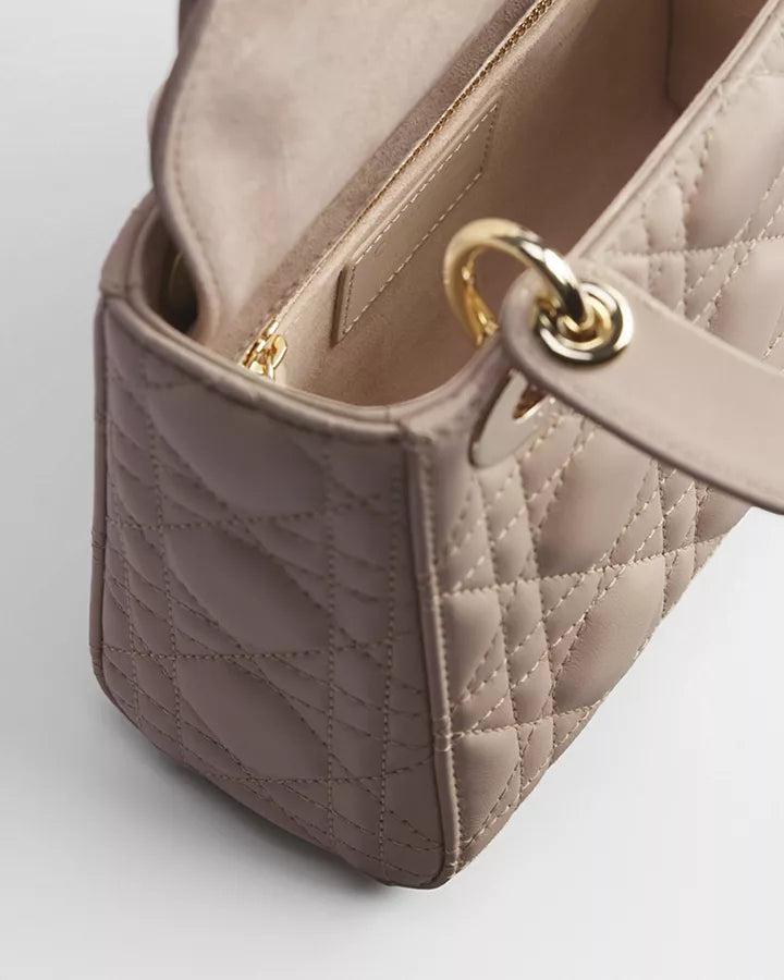 Mini Lady Dior Bag Powder Beige Cannage Lambskin