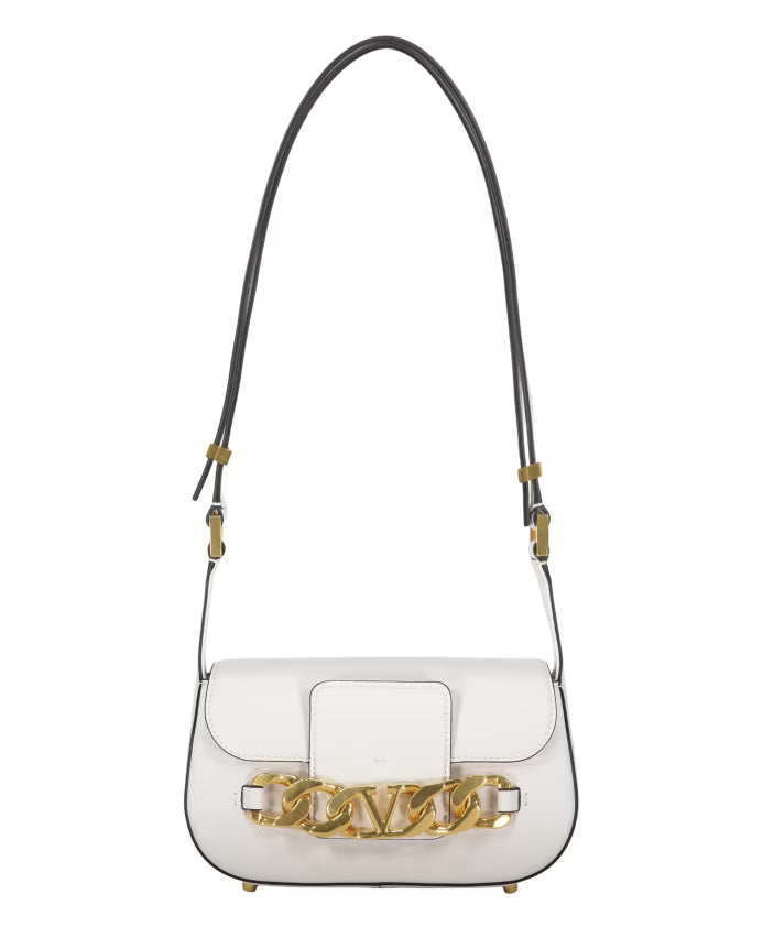 Leather Shoulder Bag with Flap Closure