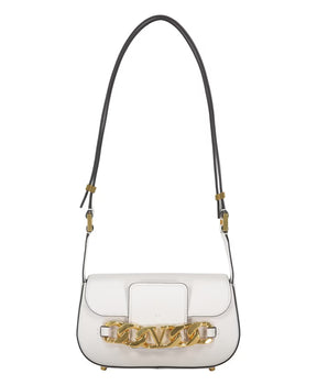 Leather Shoulder Bag with Flap Closure