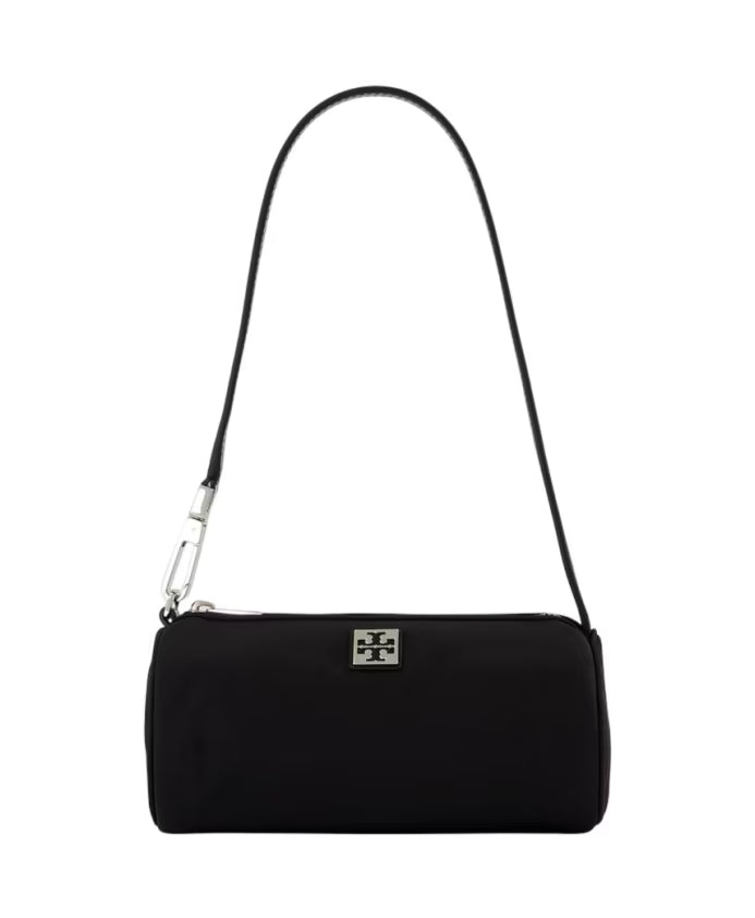Black Cylinder Shoulder Bag - Synthetic