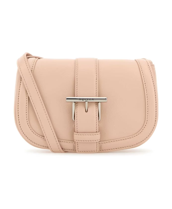 Pastel Pink Leather Mini Satchel Crossbody