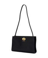 Black Leather Shoulder Bag with Twist Lock