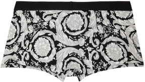 Versace Underwear Gray & Black Printed Graphic Pattern Boxers