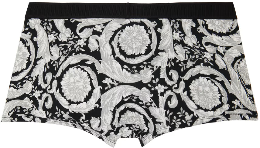 Versace Underwear Gray & Black Printed Graphic Pattern Boxers