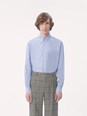 Valentino Light Blue Shirt with Logo Detail on the Front and All-Over Striped Motif in Cotton Man