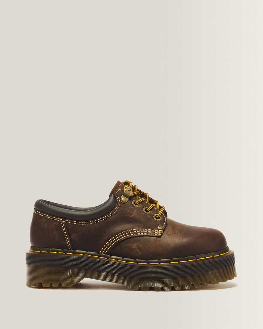 8053 Arc Crazy Horse Leather Platform Casual Shoes — Dark Brown