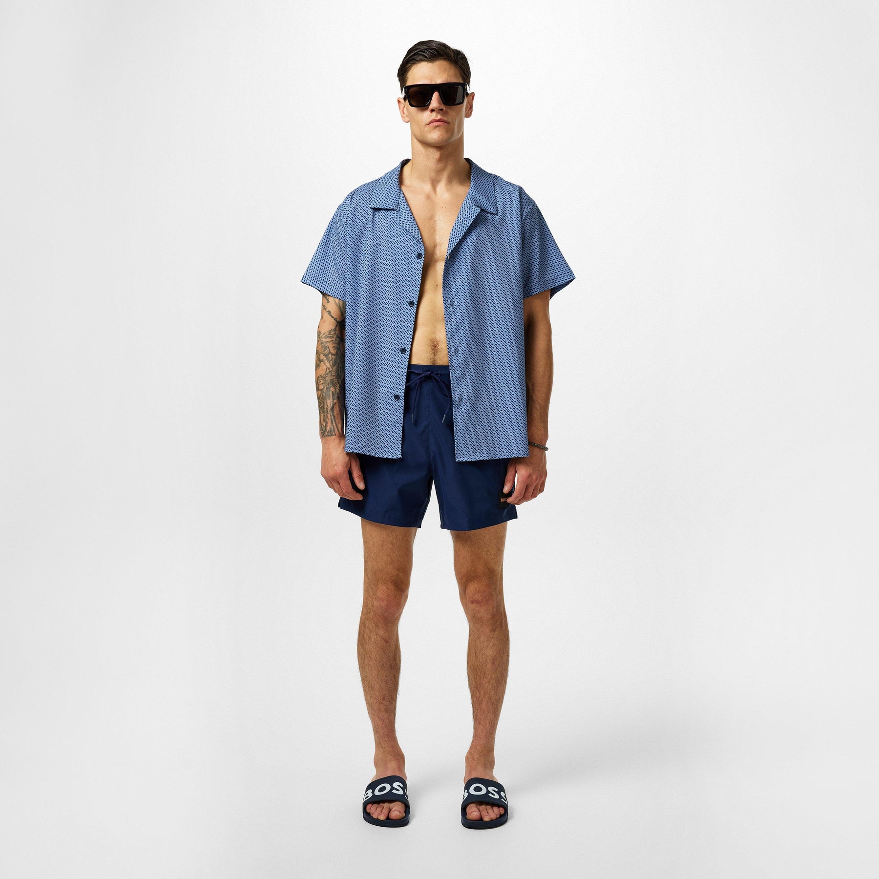 Men's Luc Badge Swim Shorts, Comfortable Elasticated Waist