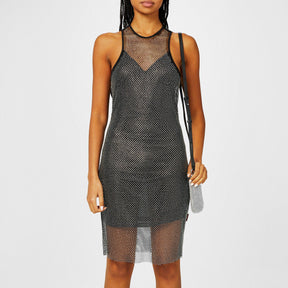 X Bella Poarch Silver Glitter Mesh Dress