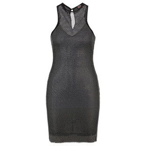 X Bella Poarch Silver Glitter Mesh Dress