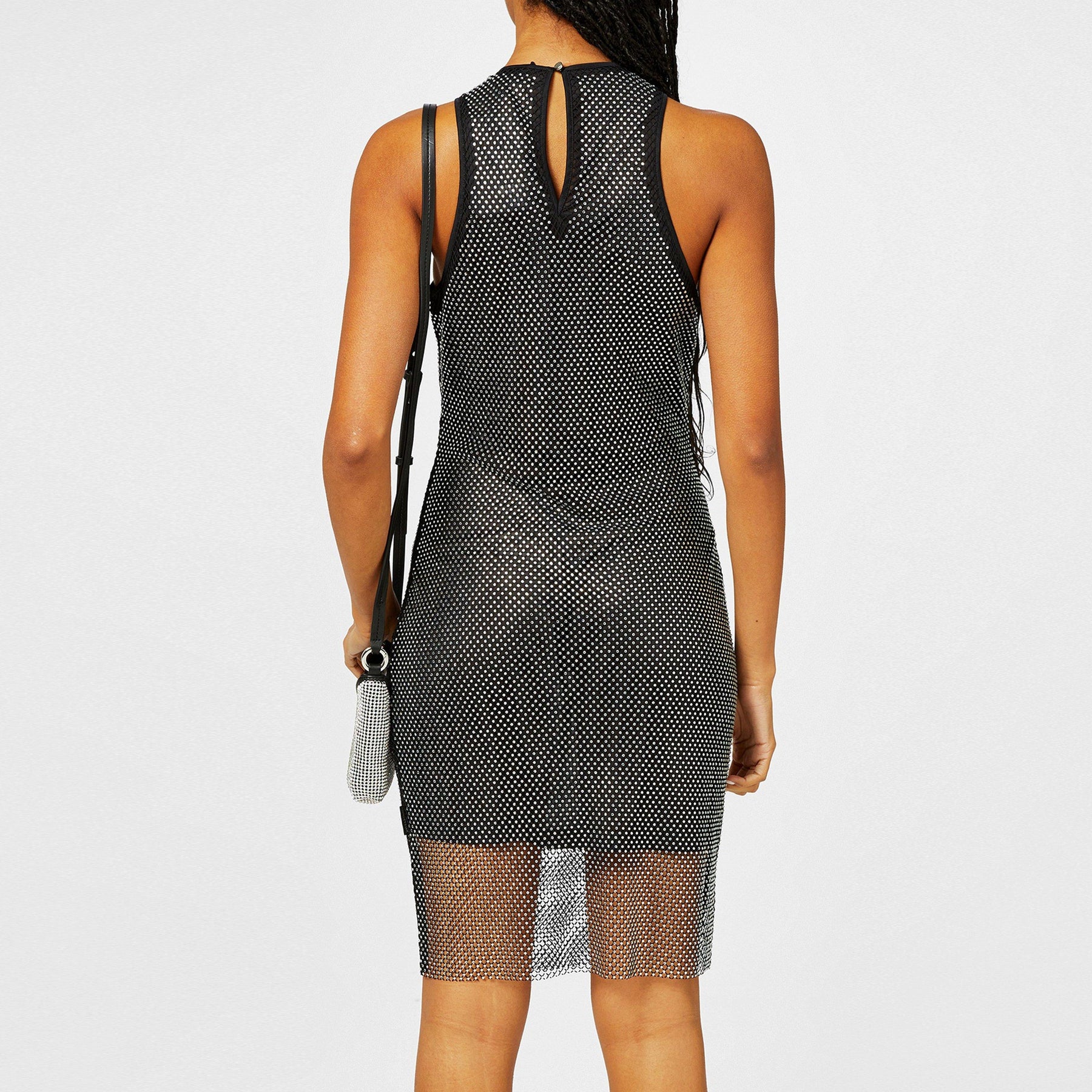 X Bella Poarch Silver Glitter Mesh Dress