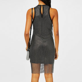 X Bella Poarch Silver Glitter Mesh Dress