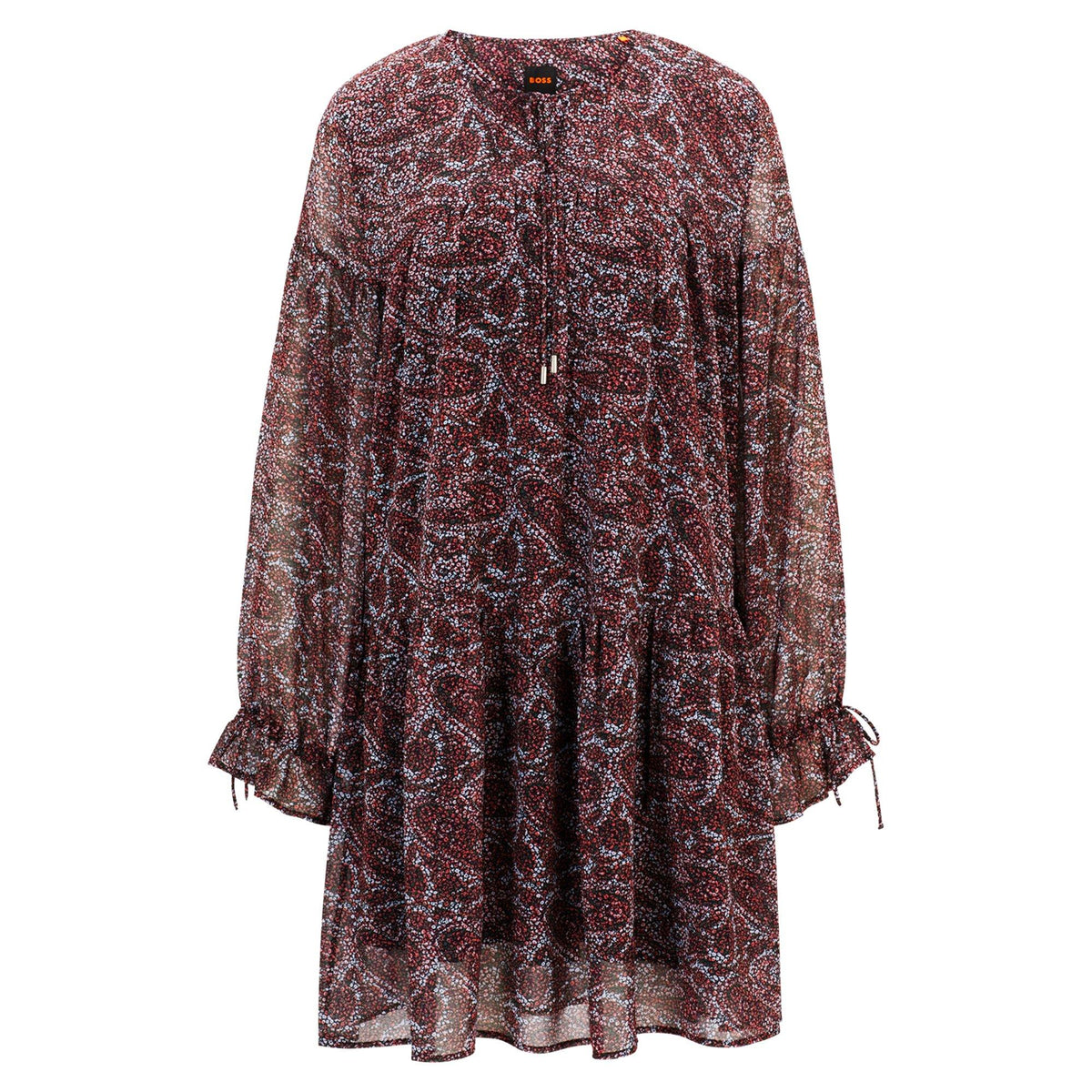 Women's Dress, Tiered Construction, Sheer Sleeves