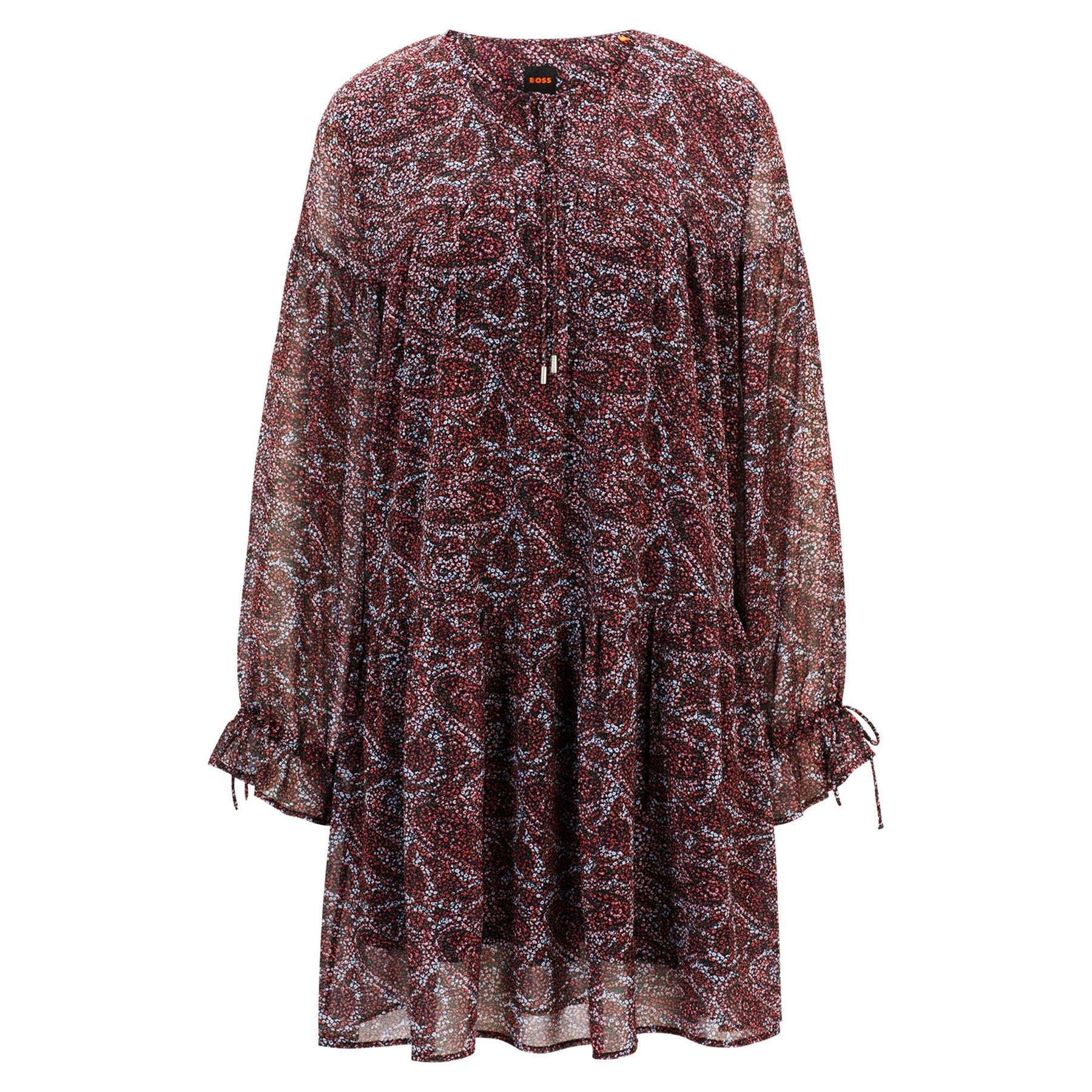 Women's Dress, Tiered Construction, Sheer Sleeves