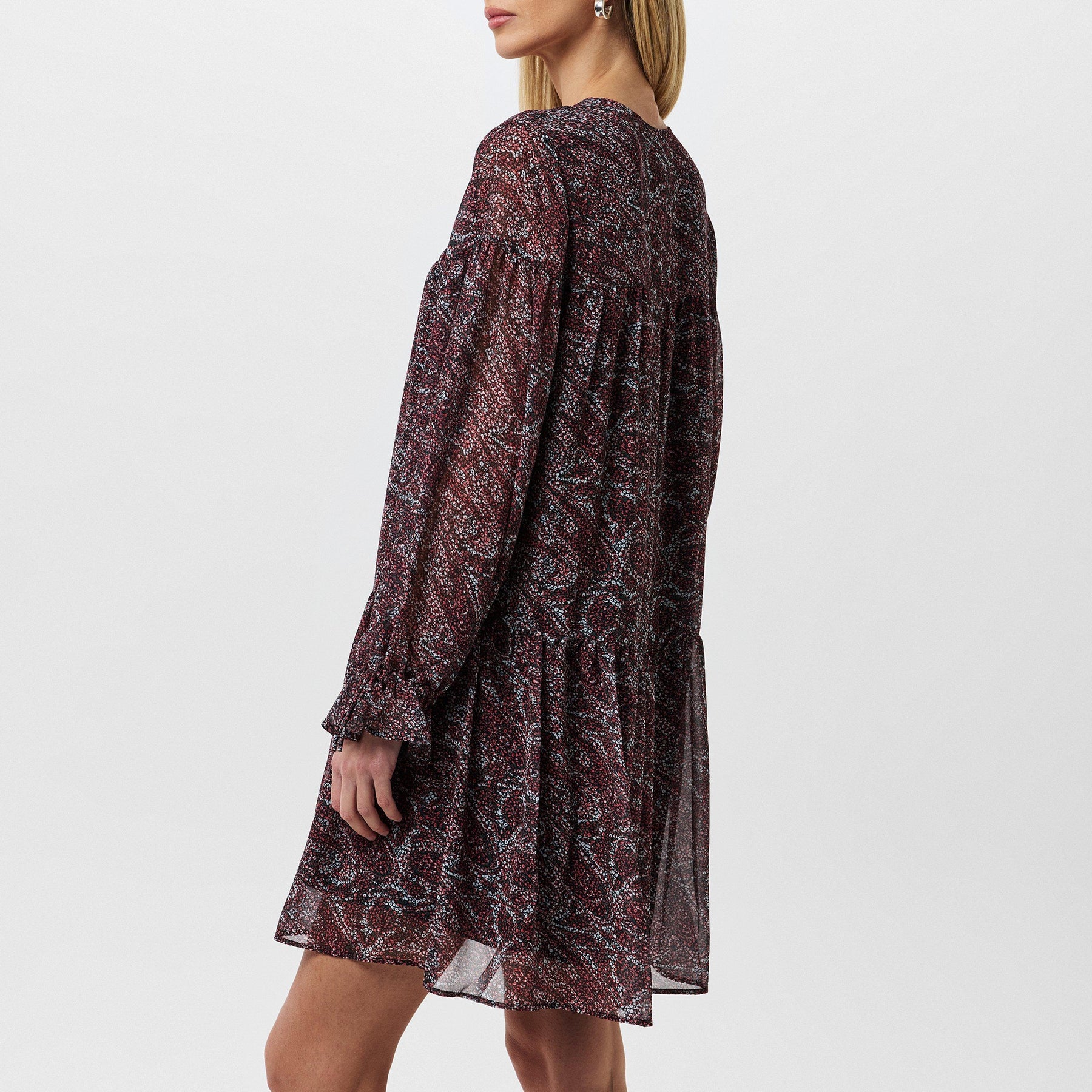 Women's Dress, Tiered Construction, Sheer Sleeves
