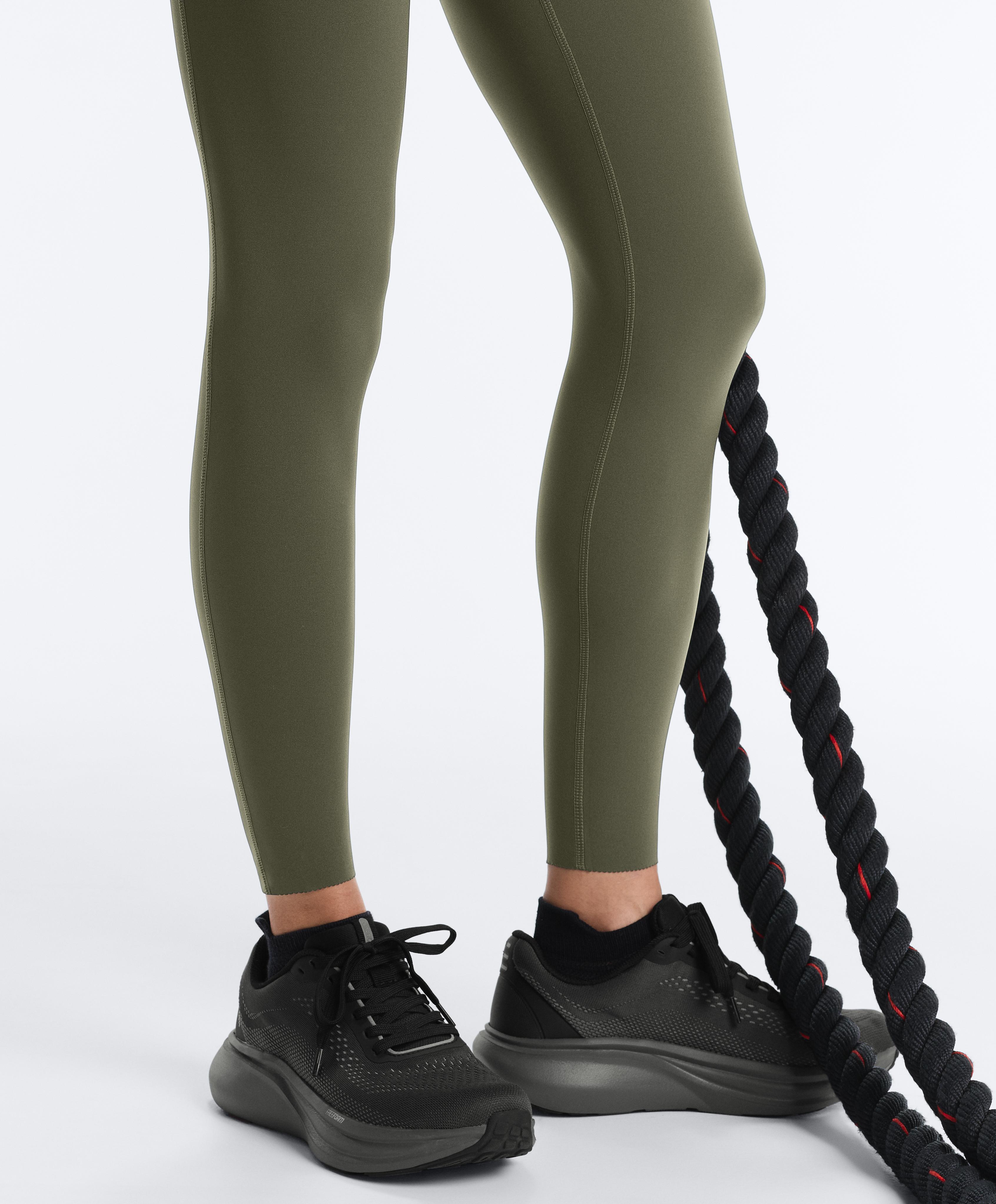 High-rise Compressive core-control ankle-length leggings