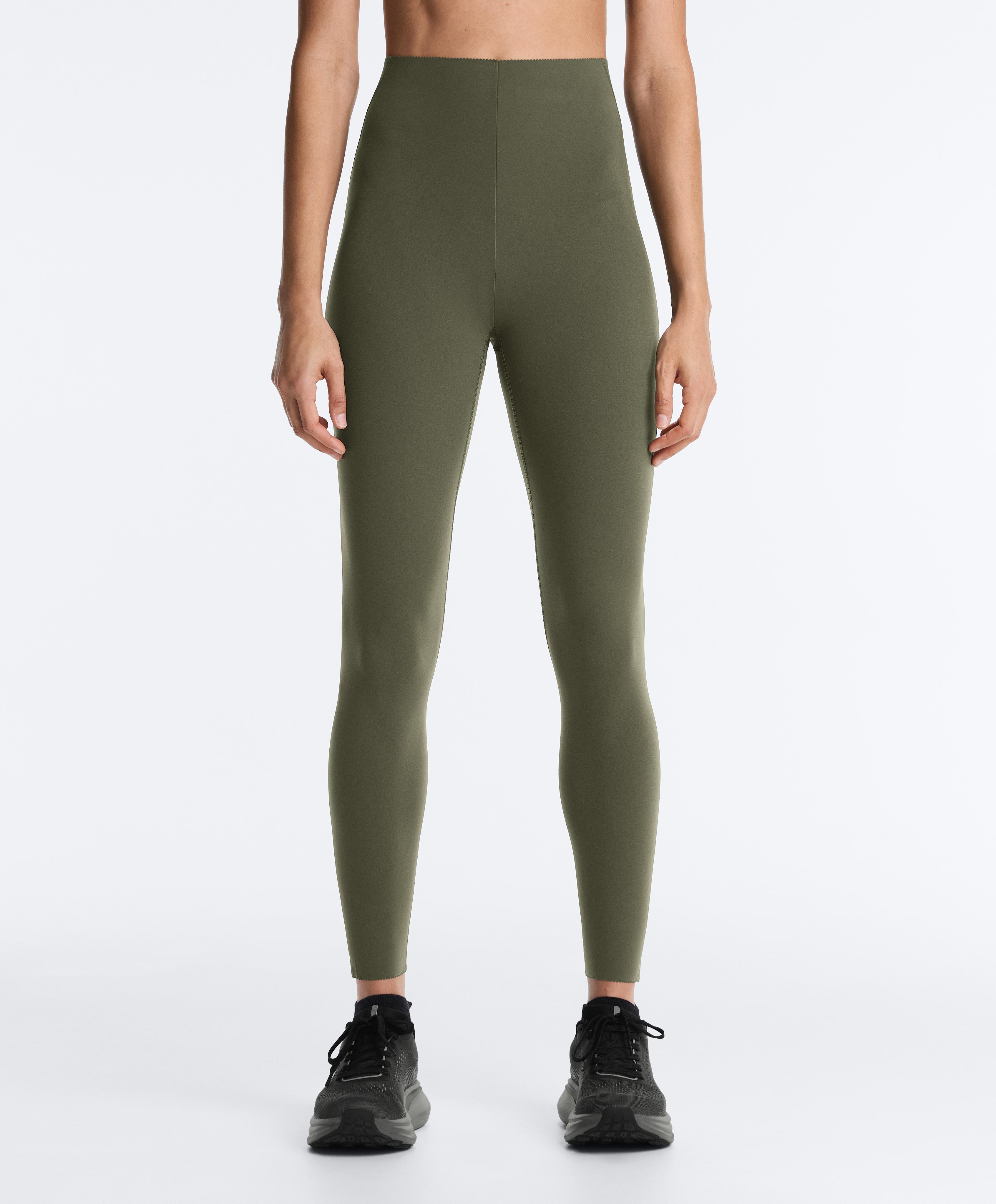 High-rise Compressive core-control ankle-length leggings