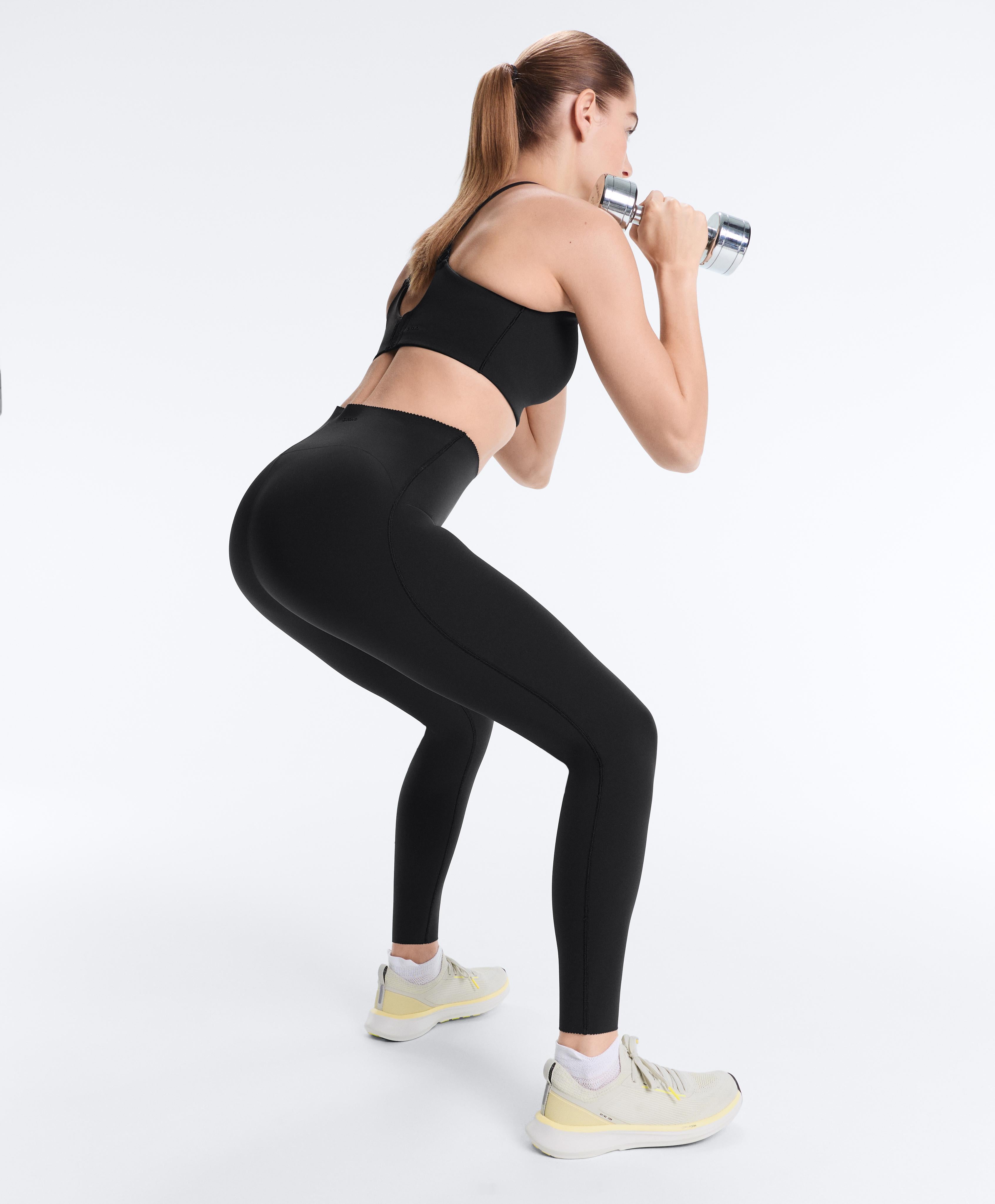 High-rise Compressive core-control ankle-length leggings