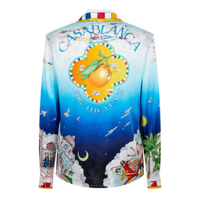 Blue Sky Printed Silk Twill Shirt