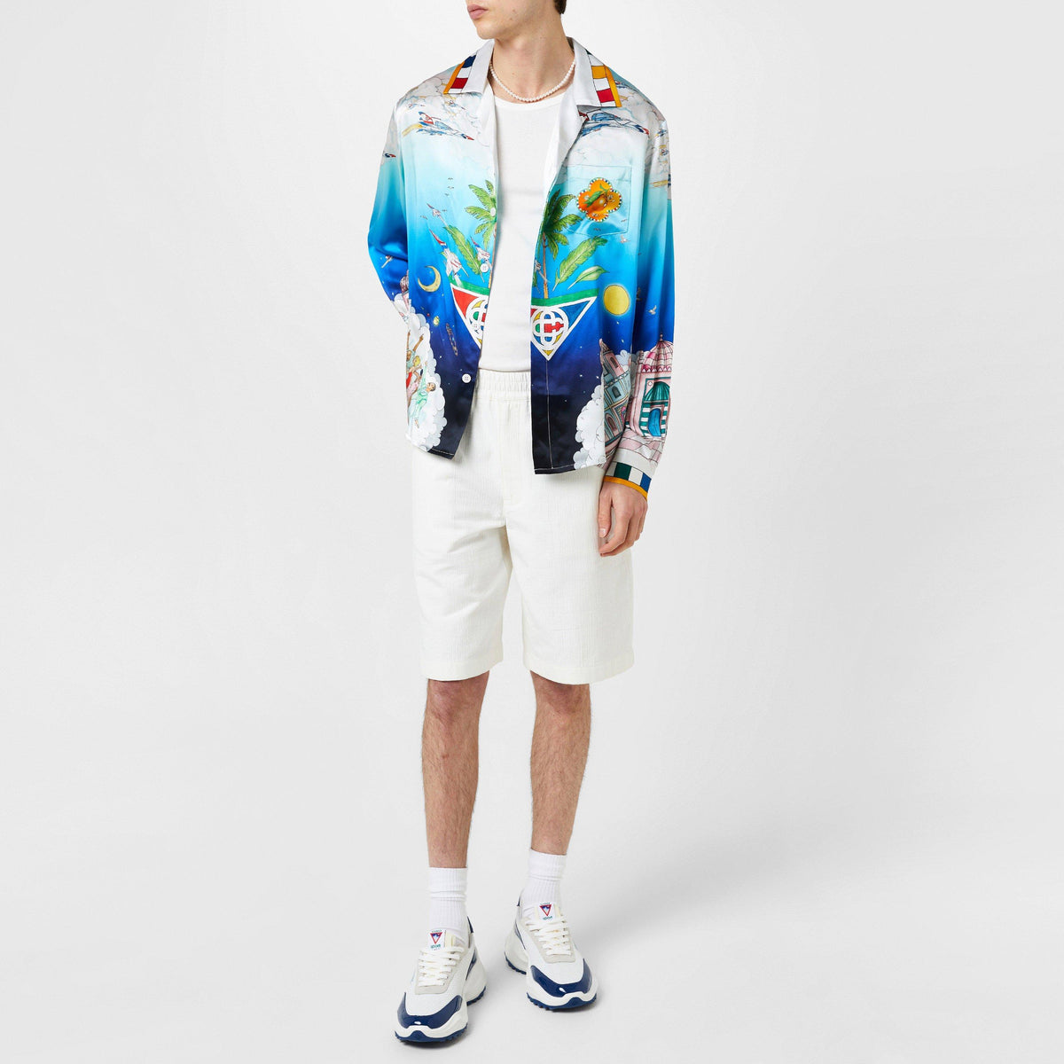 Blue Sky Printed Silk Twill Shirt