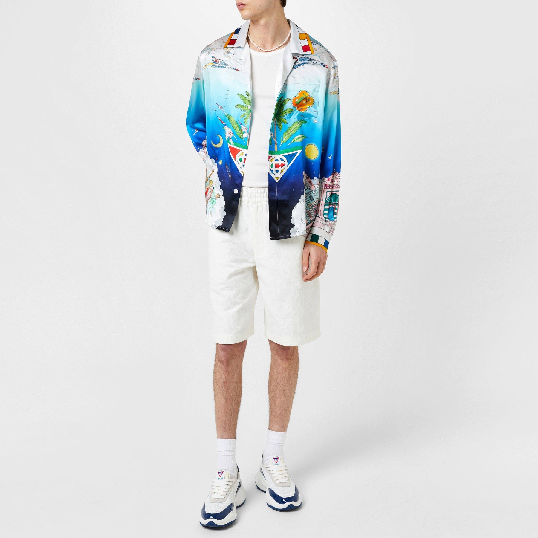 Blue Sky Printed Silk Twill Shirt