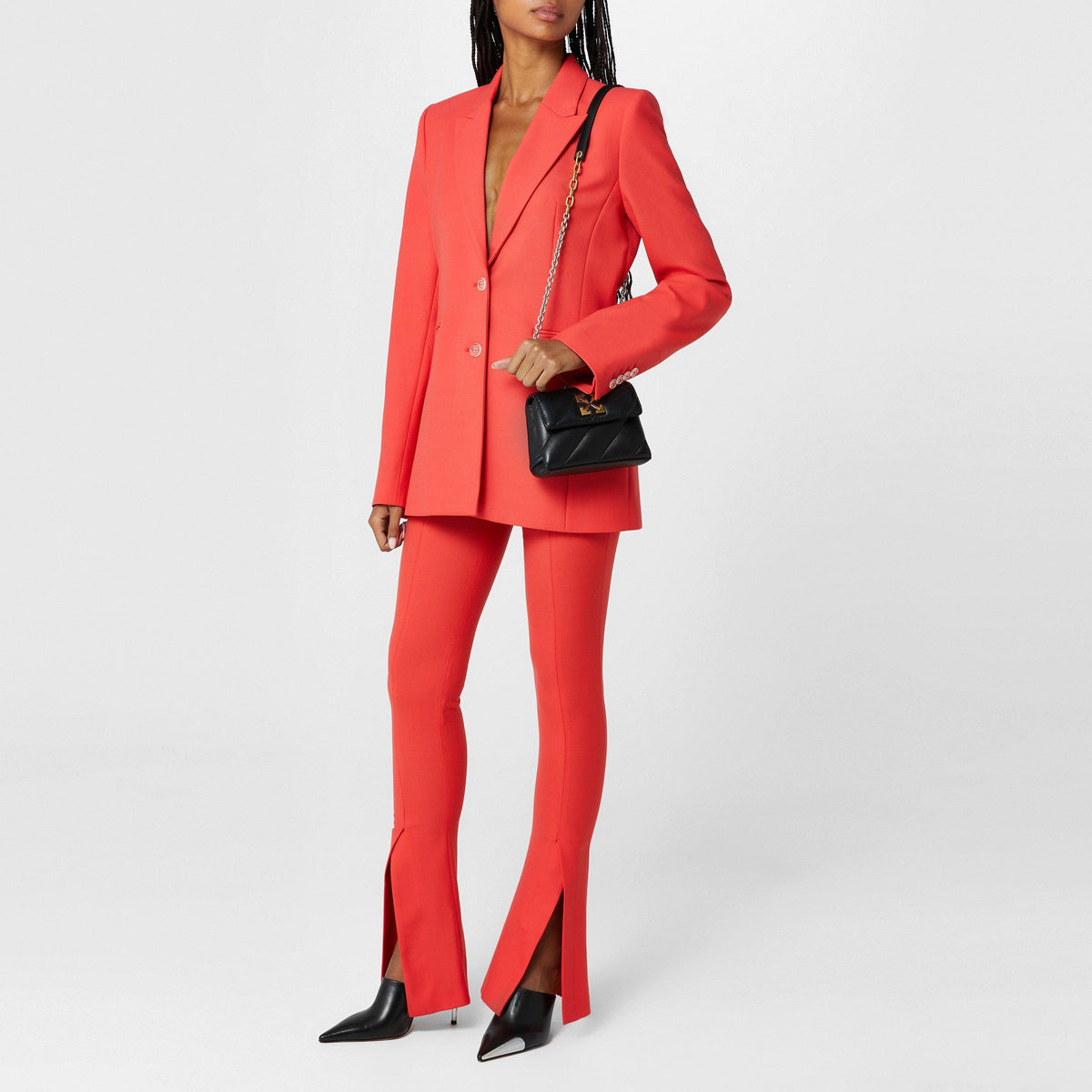 Women's Split Hem Flared Trousers, Bold Red