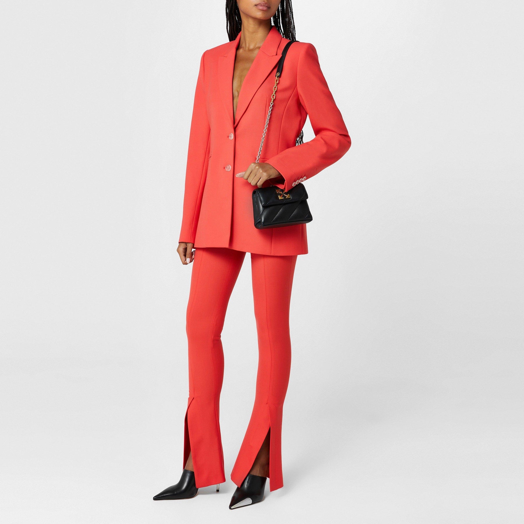 Women's Split Hem Flared Trousers, Bold Red