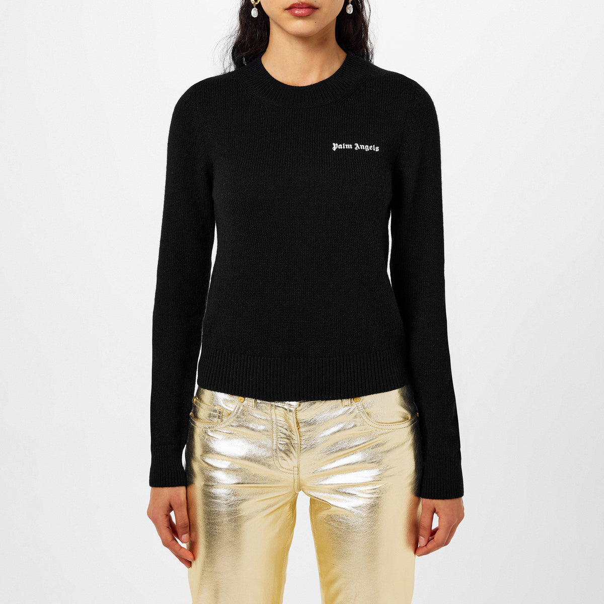 Logo Embroidered Cotton Jumper Womens