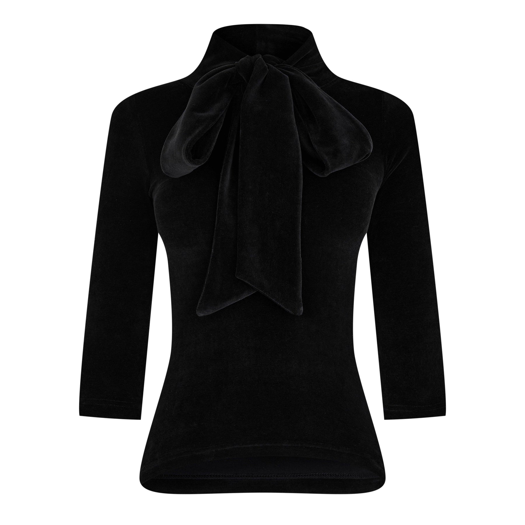 Scarf-Detail Velvet Top