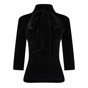 Scarf-Detail Velvet Top