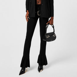 Double Waist Low Rise Flared Trousers
