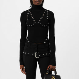 Eylts Mock Neck Viscose Long Sleeve Embellished Jumper