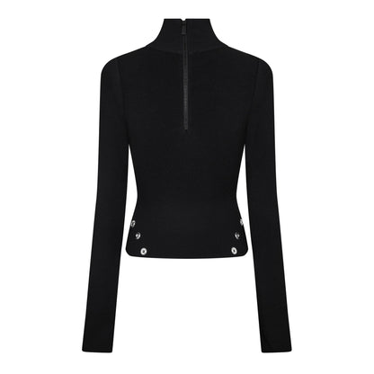 Eylts Mock Neck Viscose Long Sleeve Embellished Jumper