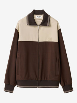 Miu Miu knitted-cuffs zip-front sweatshirt