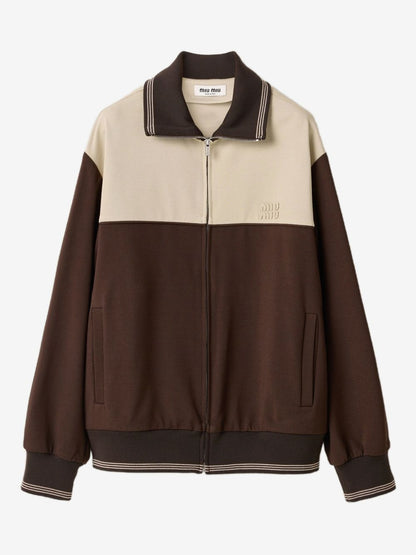 Miu Miu knitted-cuffs zip-front sweatshirt