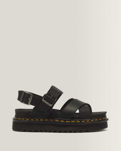 Voss II Athena Leather Strap Sandals — BLACK