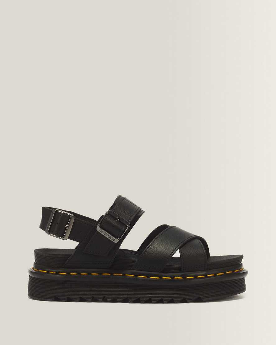 Voss II Athena Leather Strap Sandals — BLACK