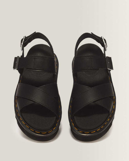 Voss II Athena Leather Strap Sandals — BLACK
