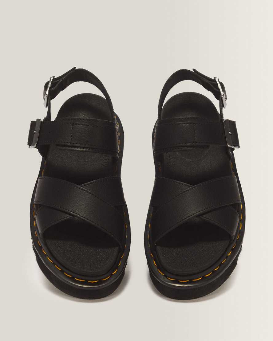 Voss II Athena Leather Strap Sandals — BLACK