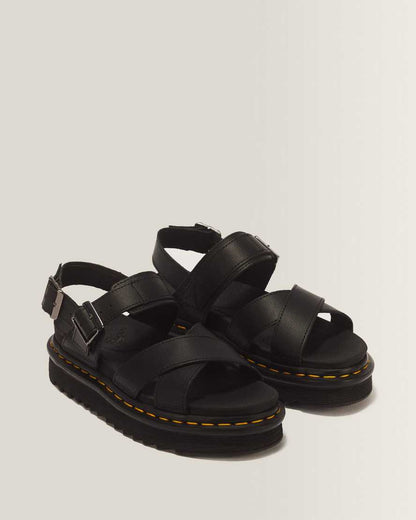 Voss II Athena Leather Strap Sandals — BLACK