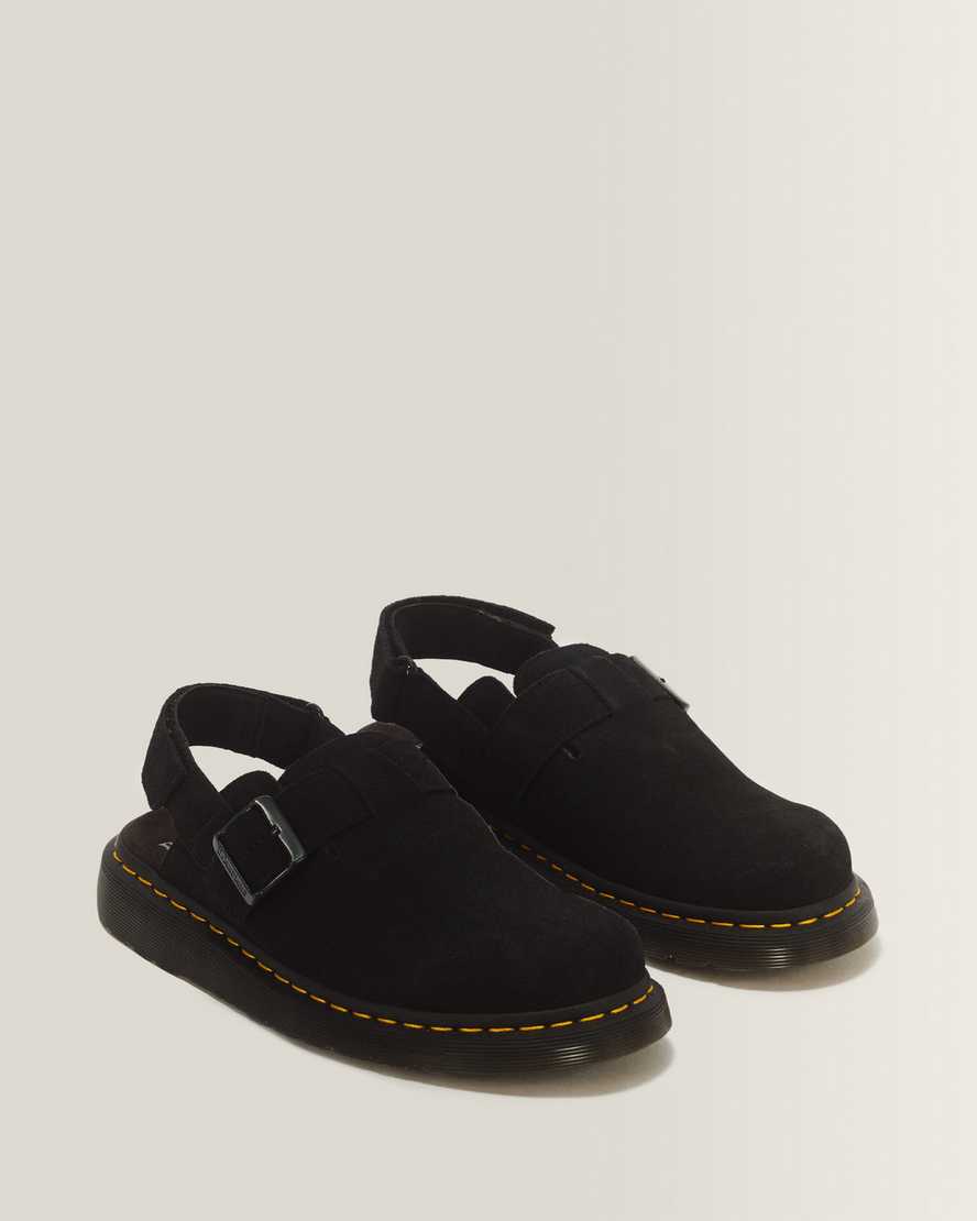 Jorge II Suede Slingback Mules — Black