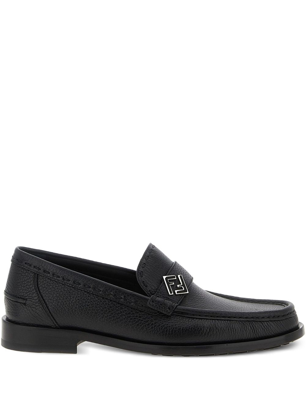 Fendi Leather Penny Loafers with FF Hardware – Black