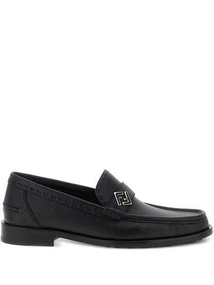 Fendi Leather Penny Loafers with FF Hardware – Black